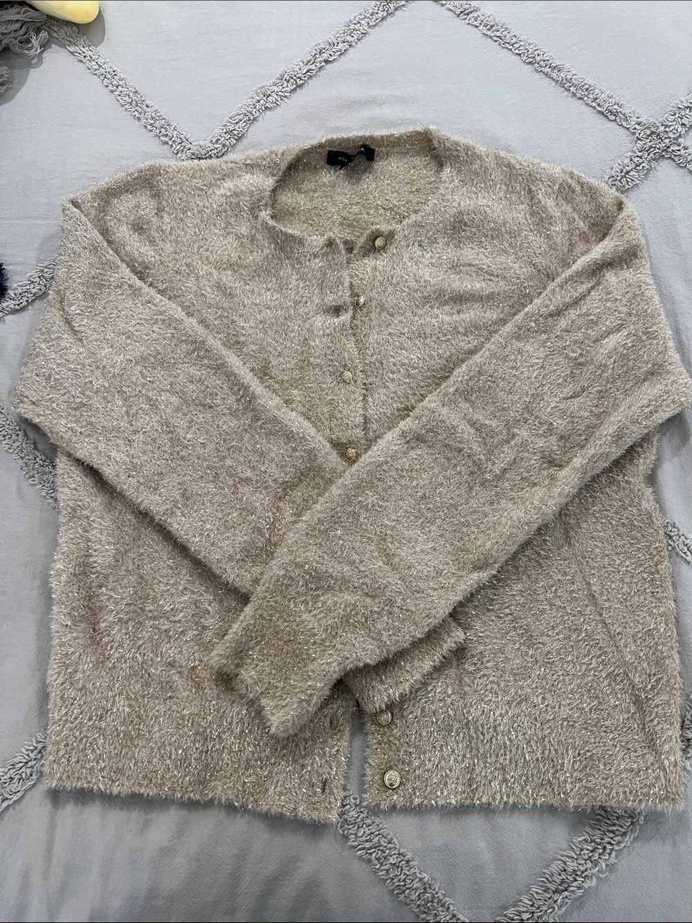 Women's Cozy Shaggy Cardigan Sweater - Gold